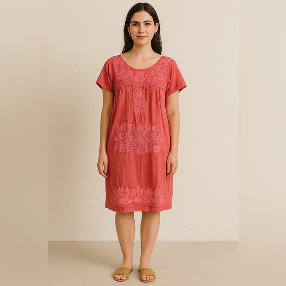 Calypso St. Barth Short Sleeve Embroidered Dress Size XS Color Pink - Picture 1 of 6